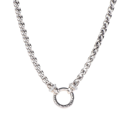 David Yurman Sterling Silver Diamond Wheat Chain Necklace 1 of 7