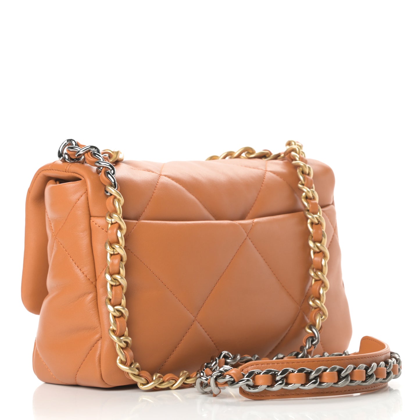 Lambskin Quilted Medium Chanel 19 Flap Light Brown
