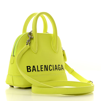 Balenciaga Signature Grained Calfskin Logo XXS Ville Top Handle Bag Acid Green Black 2 of 11