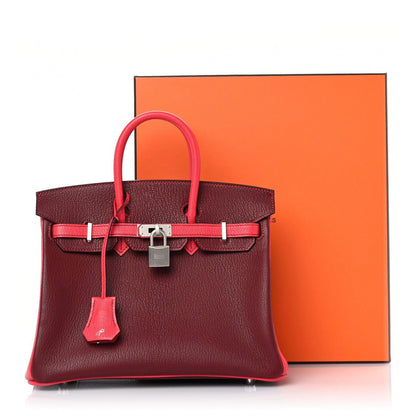 Hermes Chevre Mysore Horseshoe Birkin 25 Rouge H Bougainvillea 11 of 11