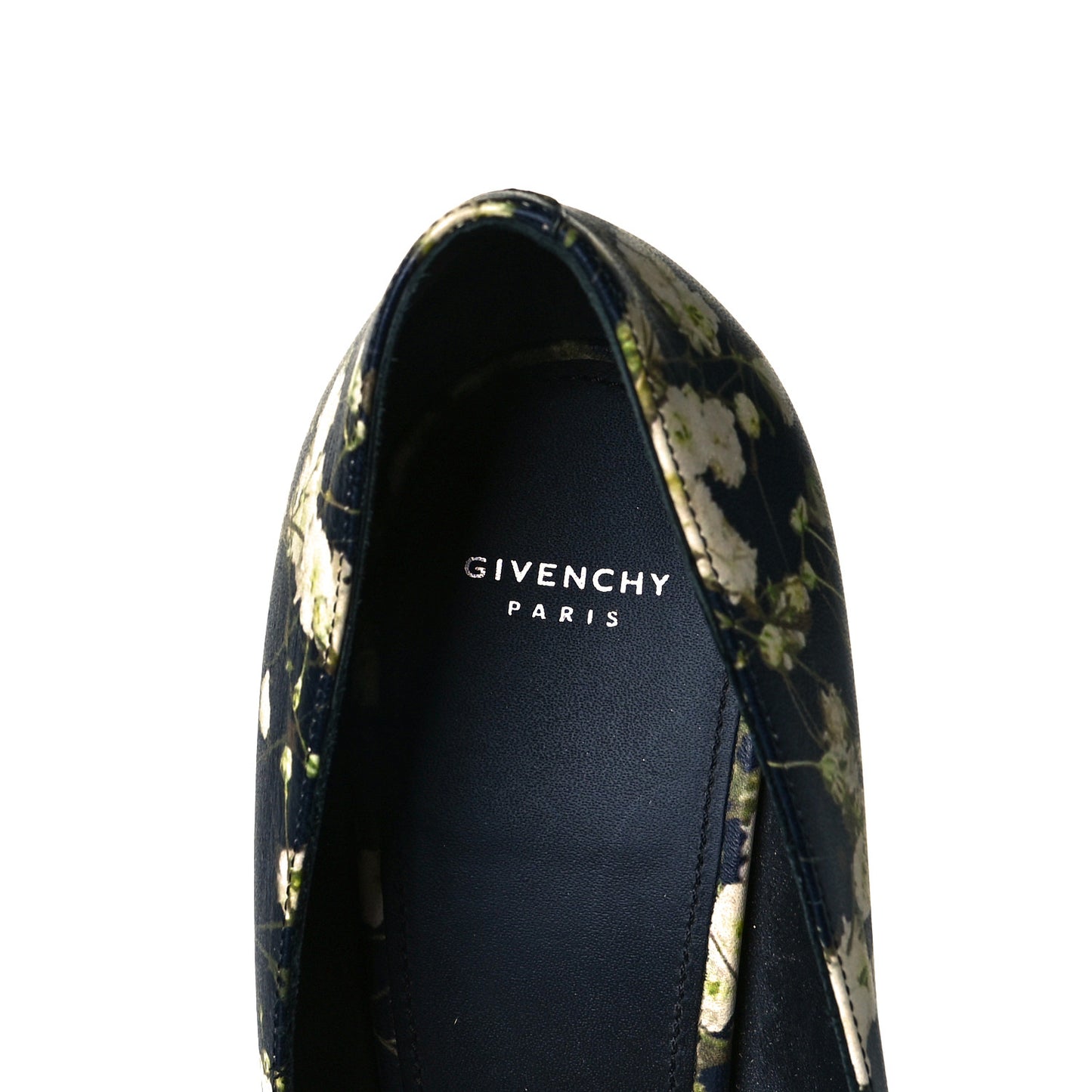 Calfskin Floral Print Pointed Toe Pumps 40.5 Black Multicolor