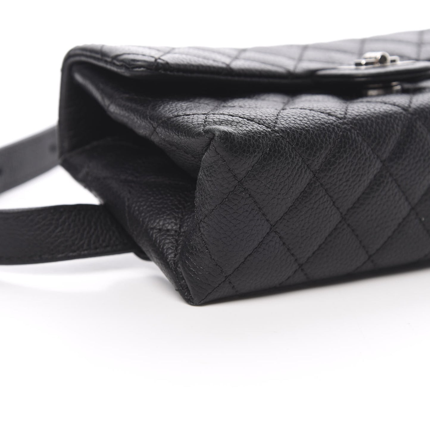 Grained Calfskin Quilted 2.55 Reissue Flap Belt Bag Clutch Black