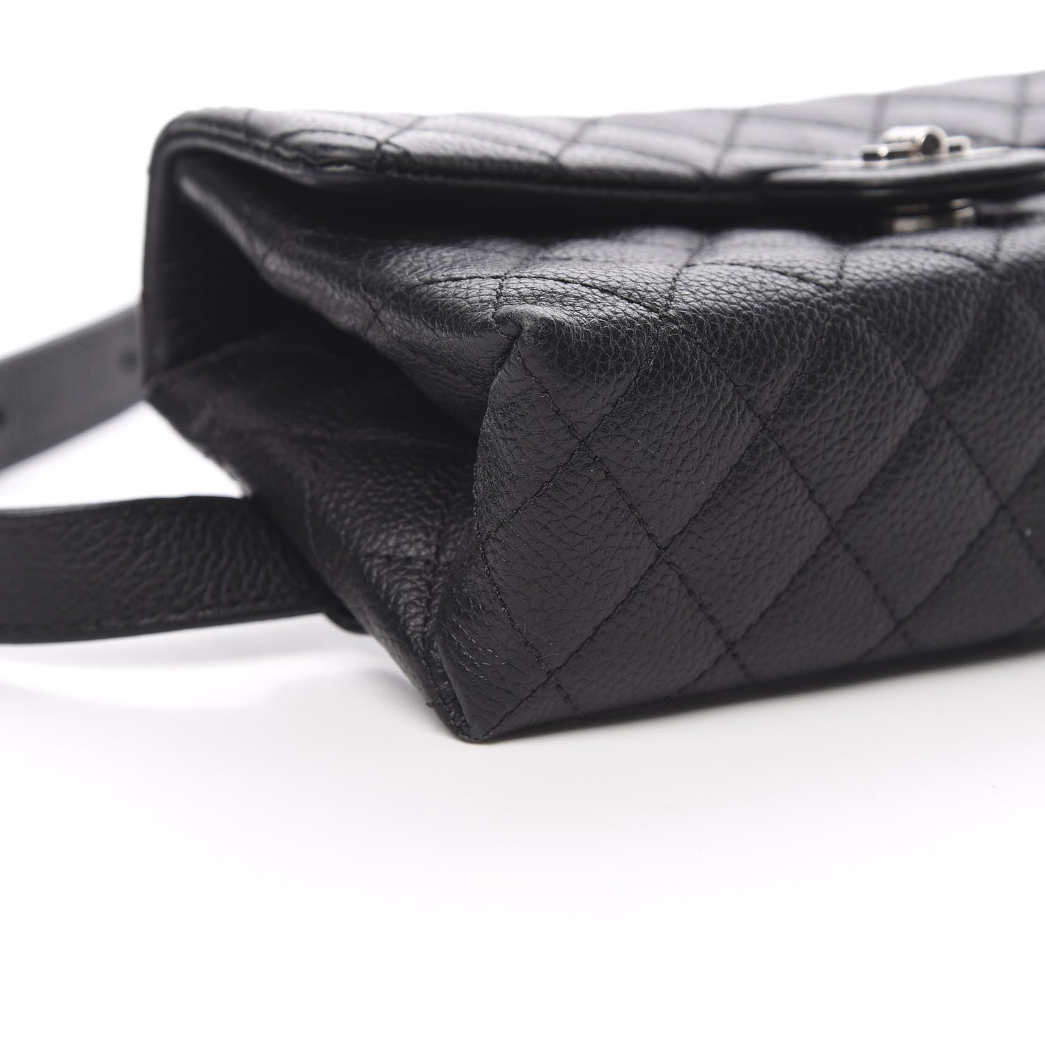 Chanel Grained Calfskin Quilted 2.55 Reissue Flap Belt Bag Clutch Black 10 of 13