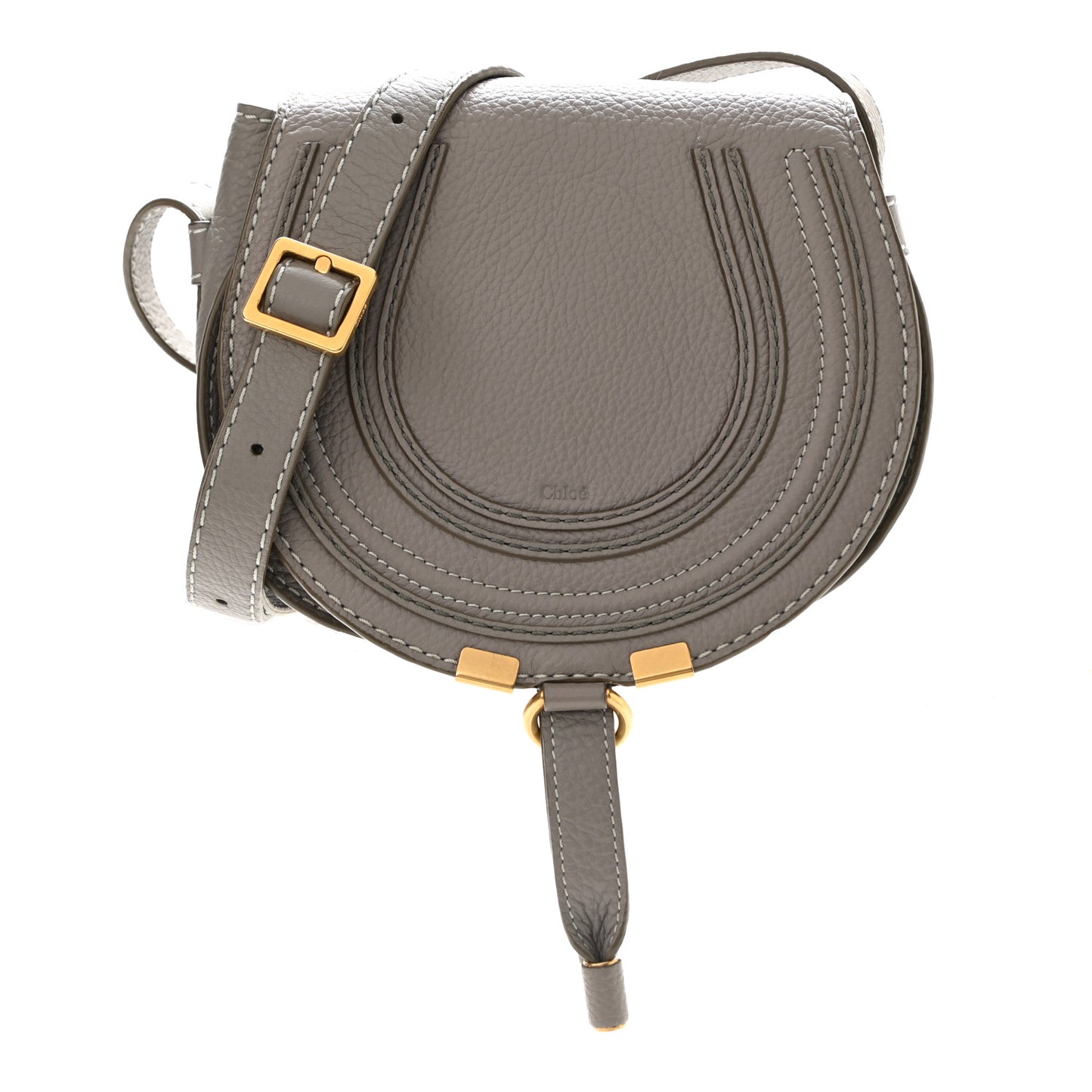Calfskin Mini Marcie Round Crossbody Bag Cashmere Grey