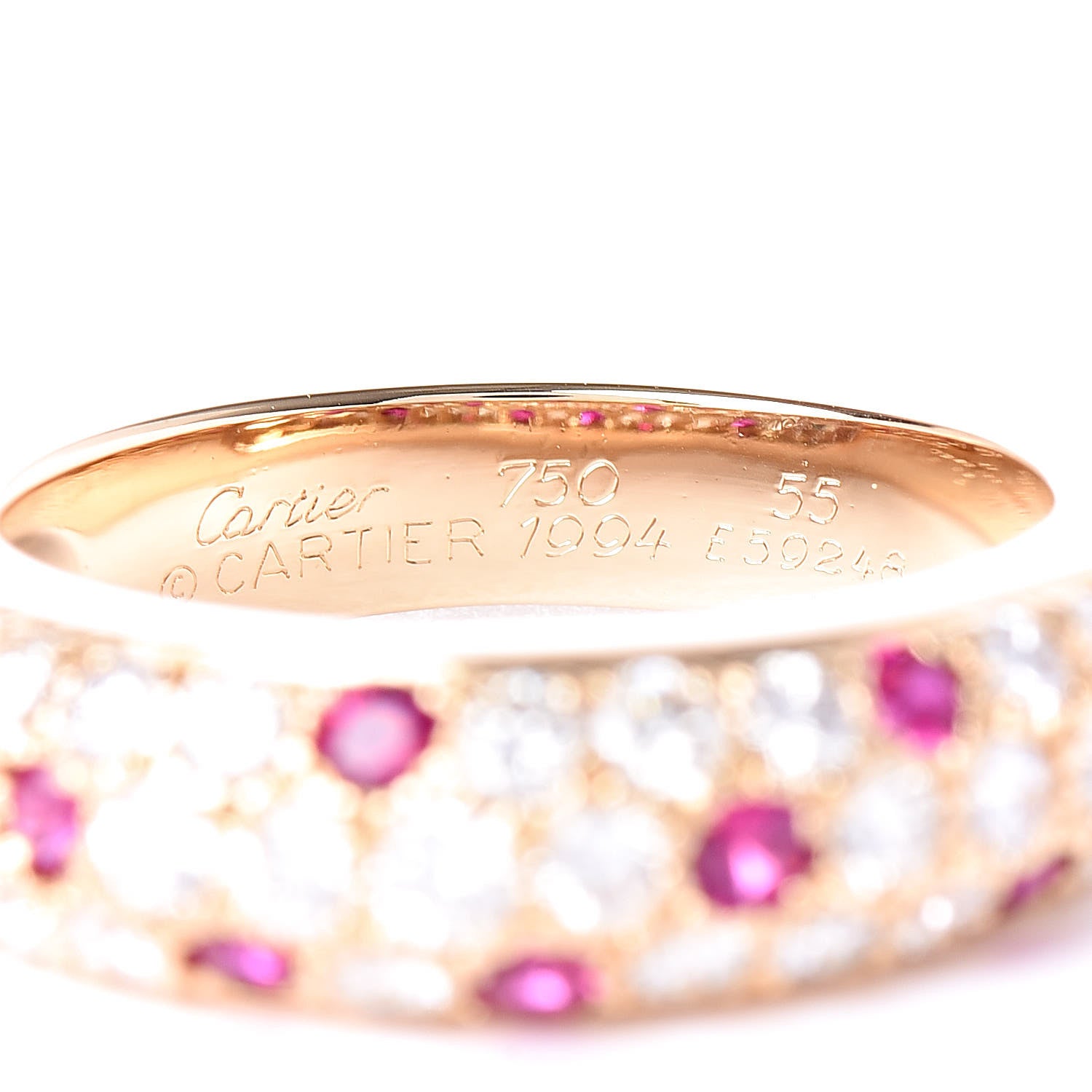Cartier 18K Yellow Gold Diamond Ruby 6mm Mimi Ring 55 7.25 5 of 5