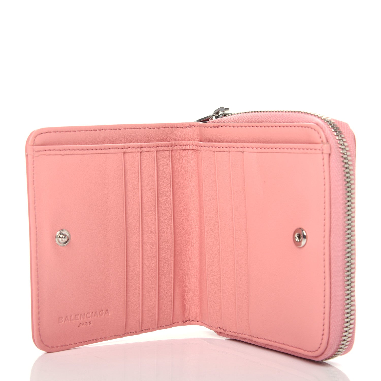 Balenciaga Goatskin Everyday Multi Zip Wallet Rose 6 of 9