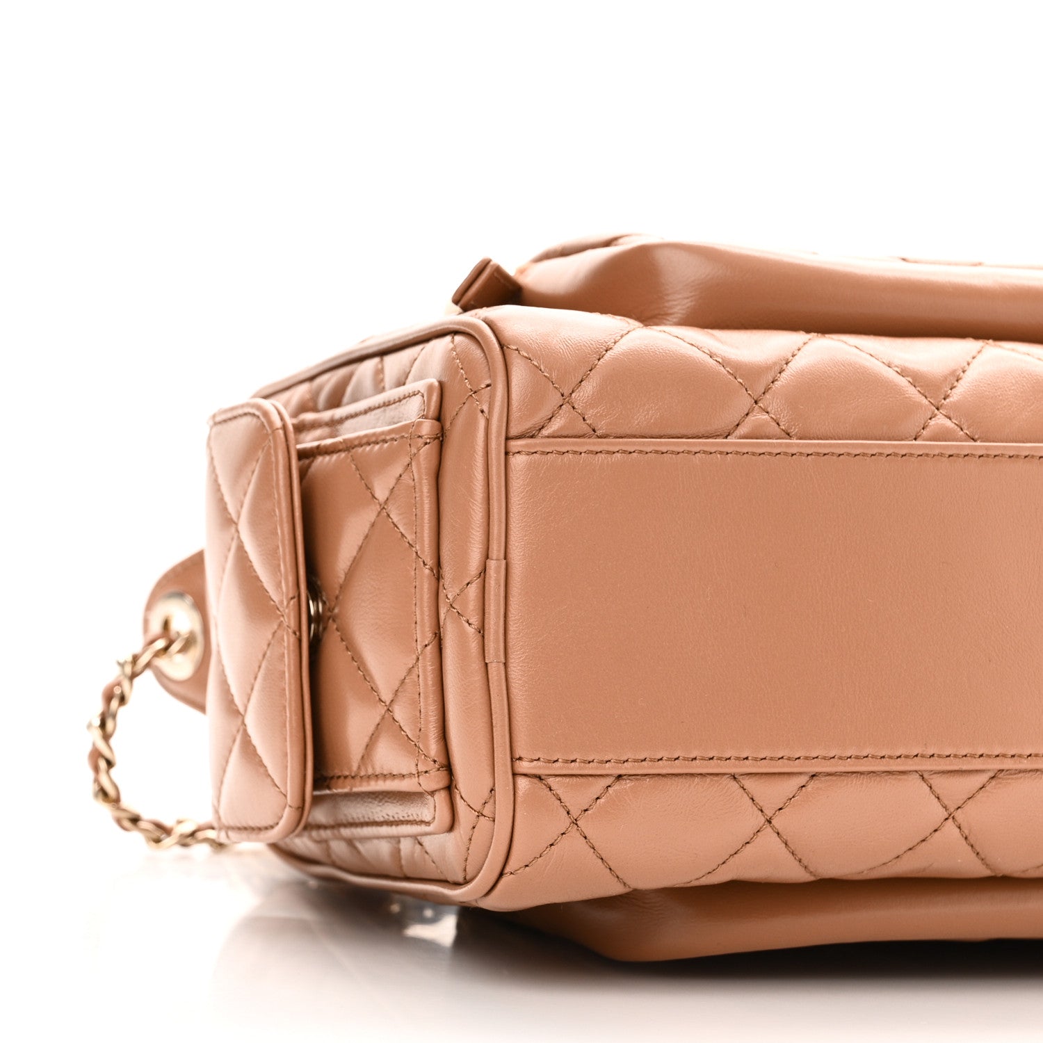 Chanel Shiny Crumpled Lambskin Quilted Medium Preppy Pocket Camera Case Brown 8 of 9
