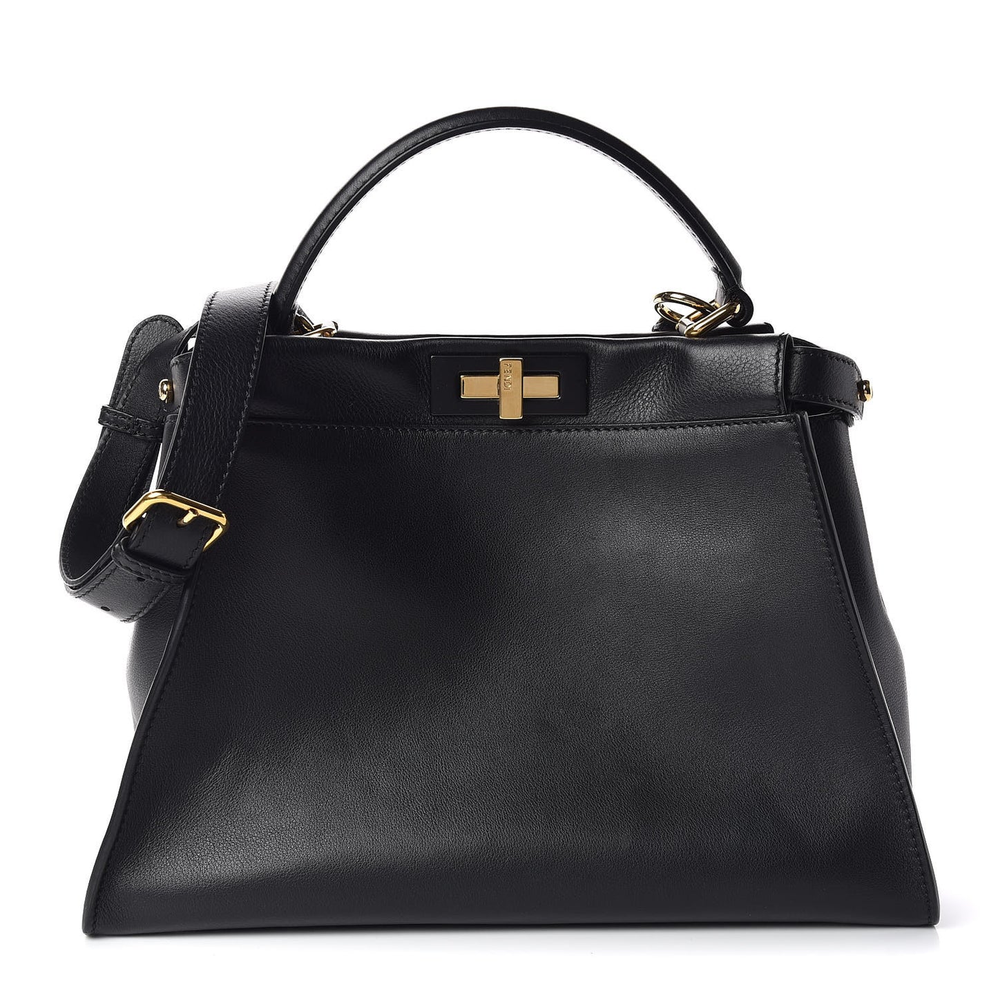 Vitello Seta Shiny Nappa Medium Peekaboo Iconic Satchel Black
