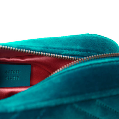 Gucci Velvet Matelasse Small GG Marmont Chain Shoulder Bag Pavone Cyan 9 of 10