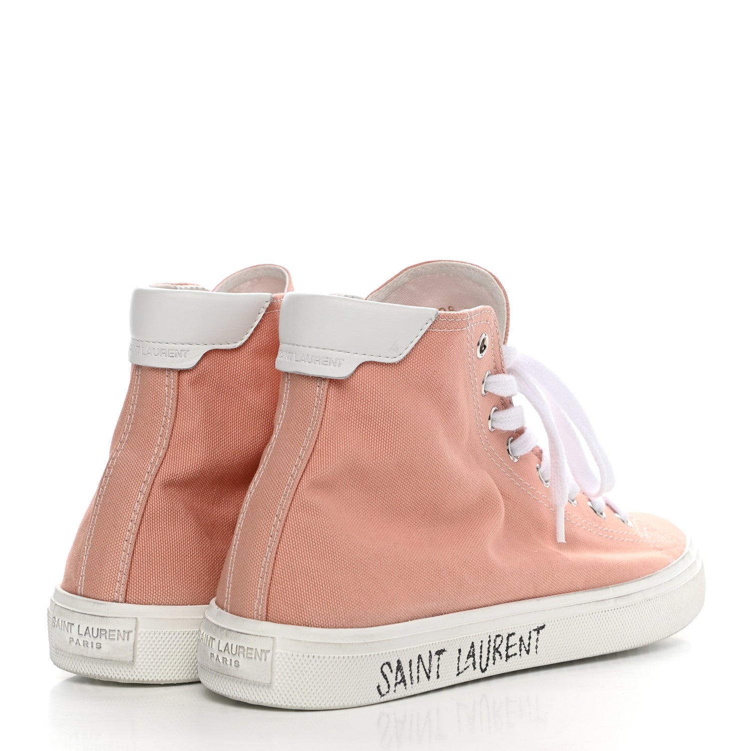 Saint Laurent Canvas Womens Malibu High Top Sneakers 38.5 Ballet Pink 4 of 9