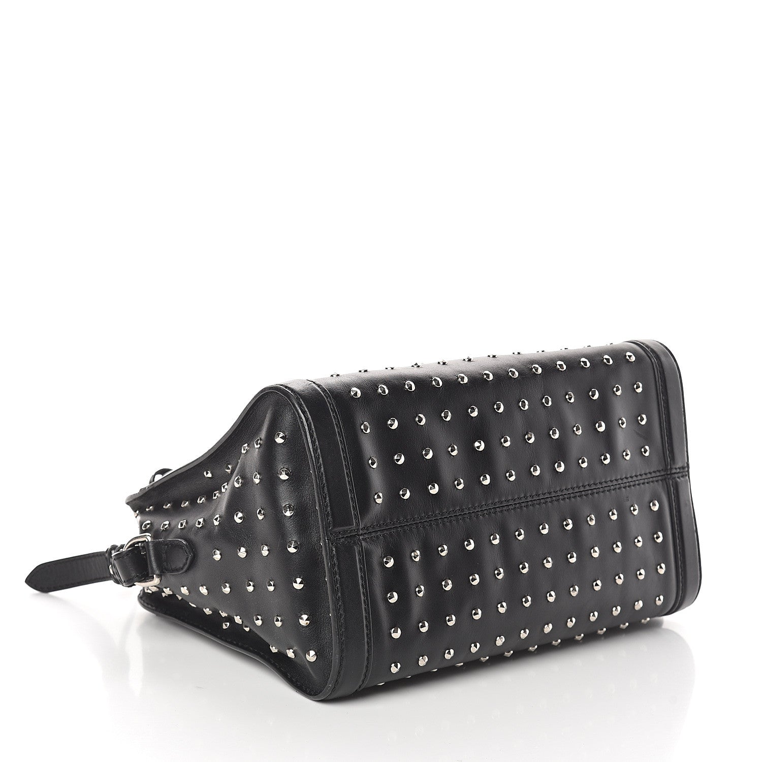 Alexander McQueen Calfskin Small Studded Padlock Zip Around Tote Black 3 of 9