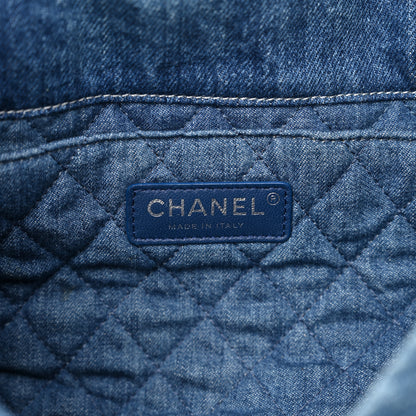Chanel Denim Printed Shopping Bag Blue 7 of 12