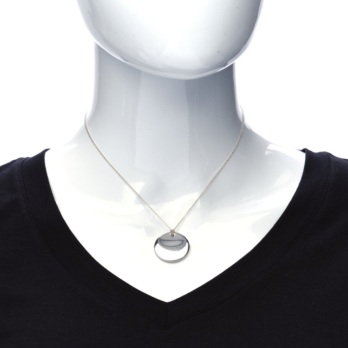 Sterling Silver Elsa Peretti Round Disc Pendant Necklace