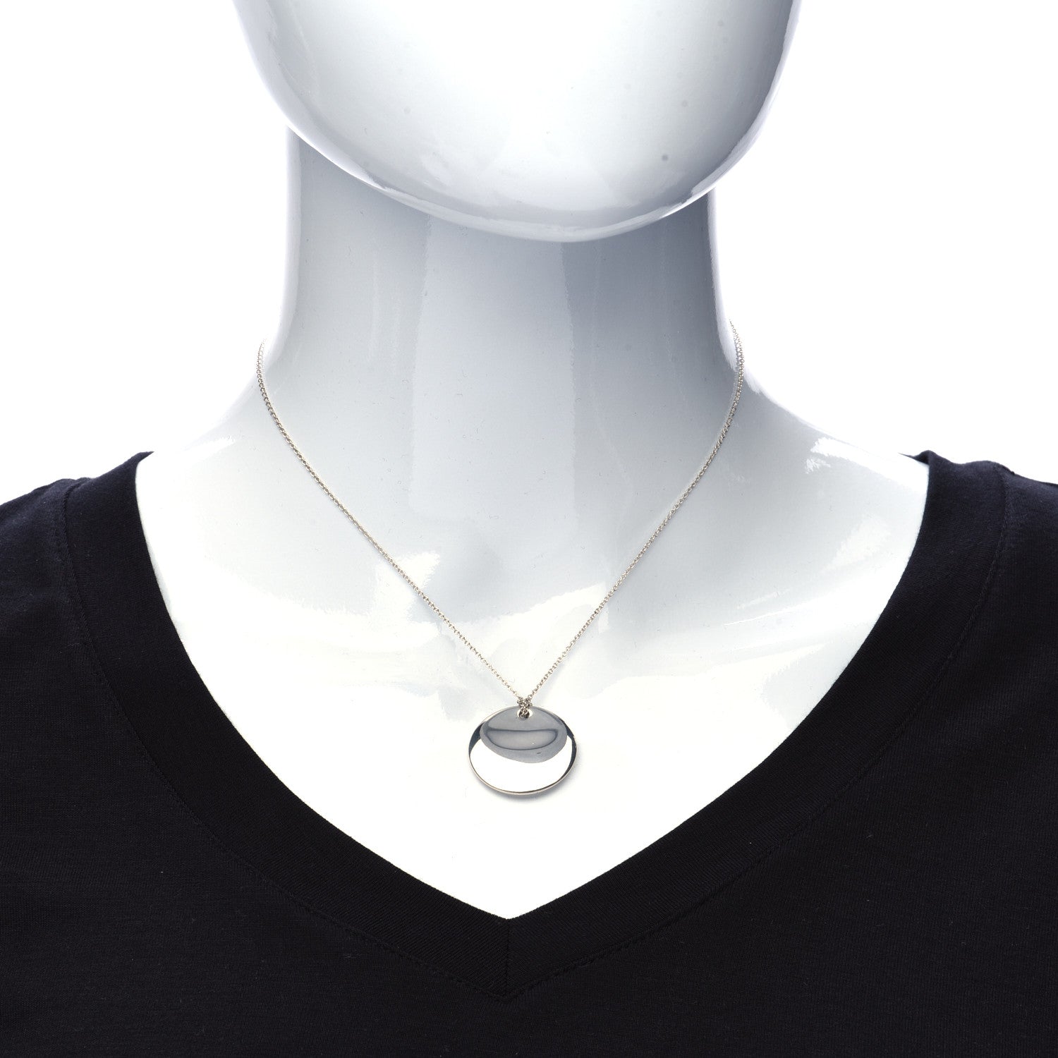 Tiffany Sterling Silver Elsa Peretti Round Disc Pendant Necklace 2 of 6