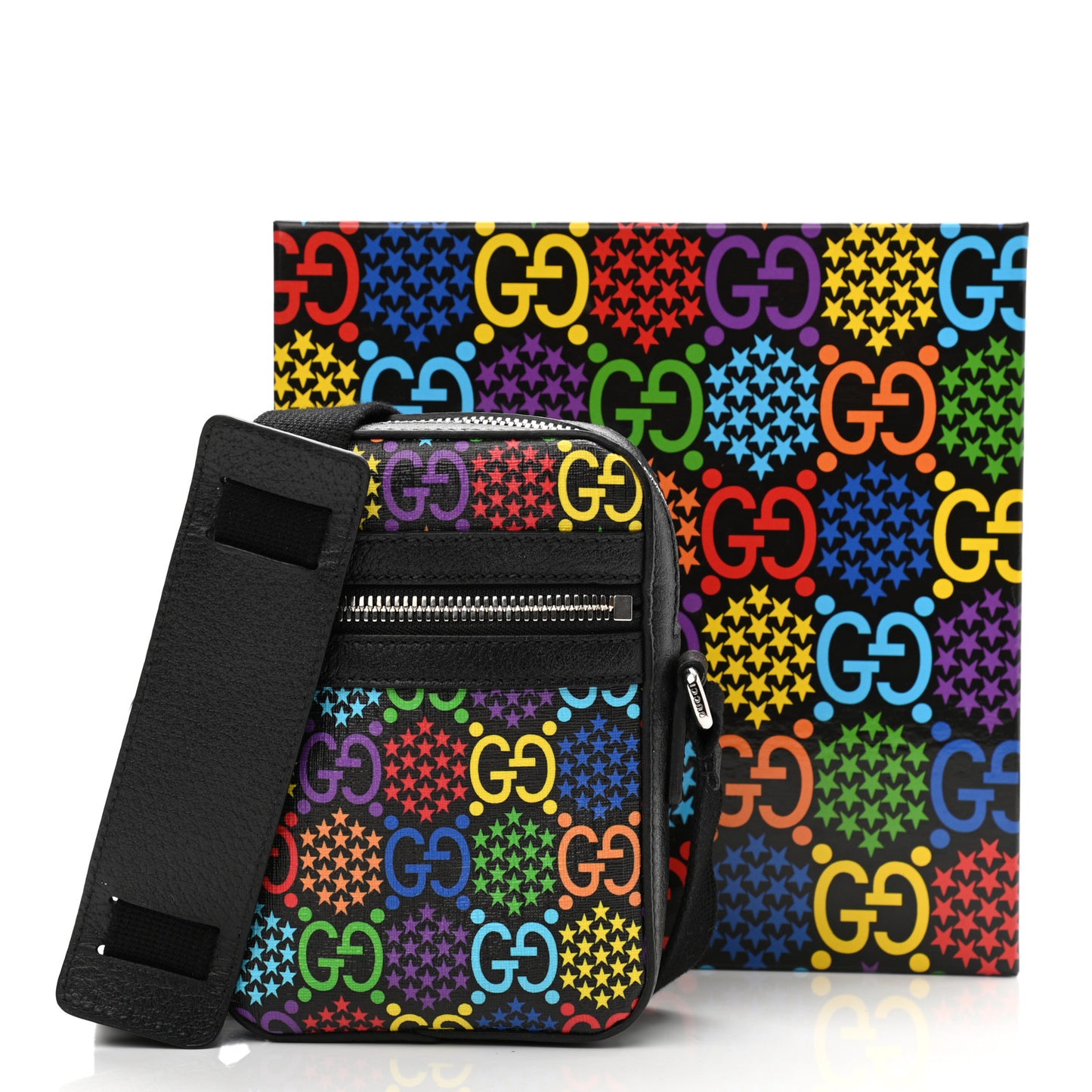 GG Supreme Monogram Psychedelic Messenger Bag Black