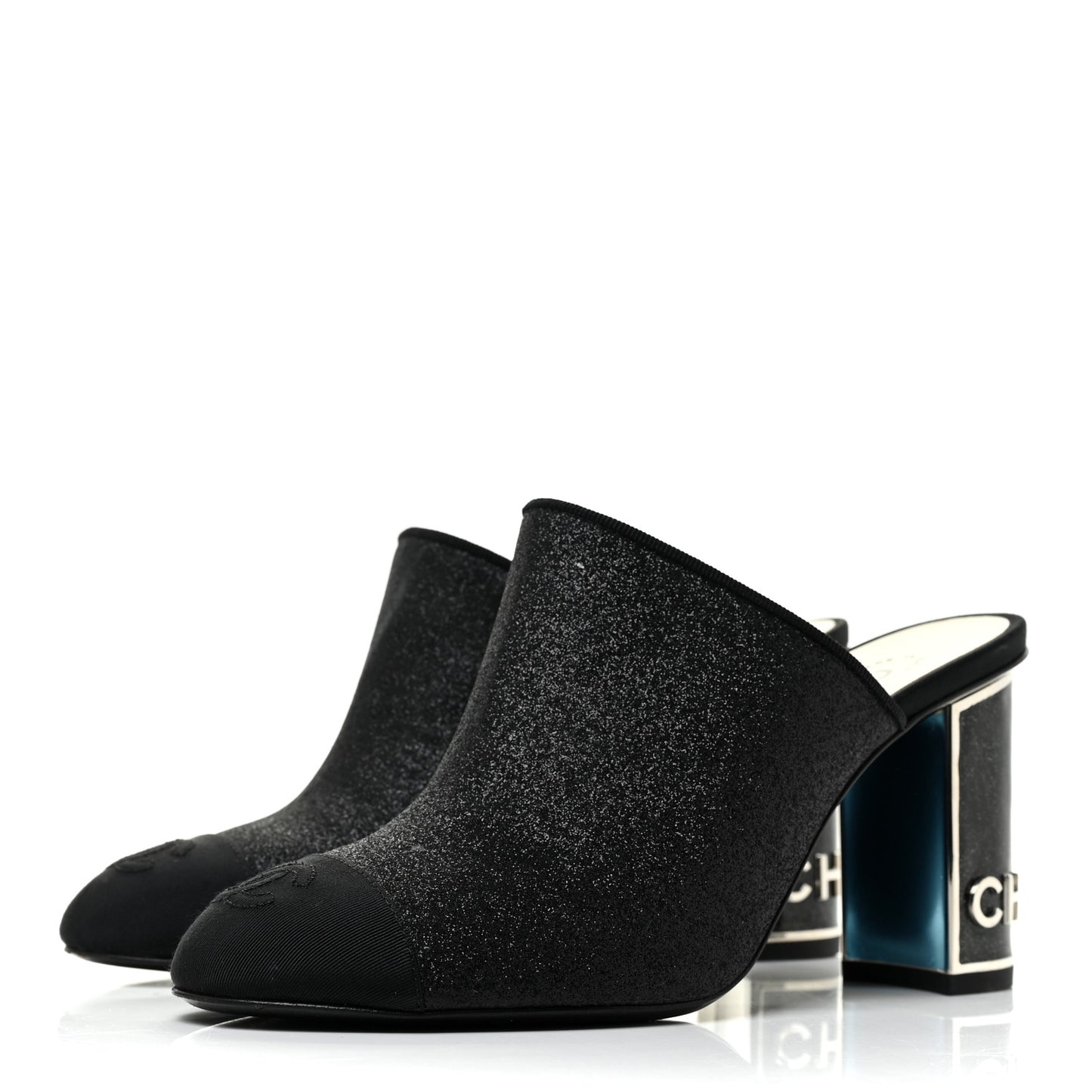 Fabric Cap Toe CC Mules 36.5 Black