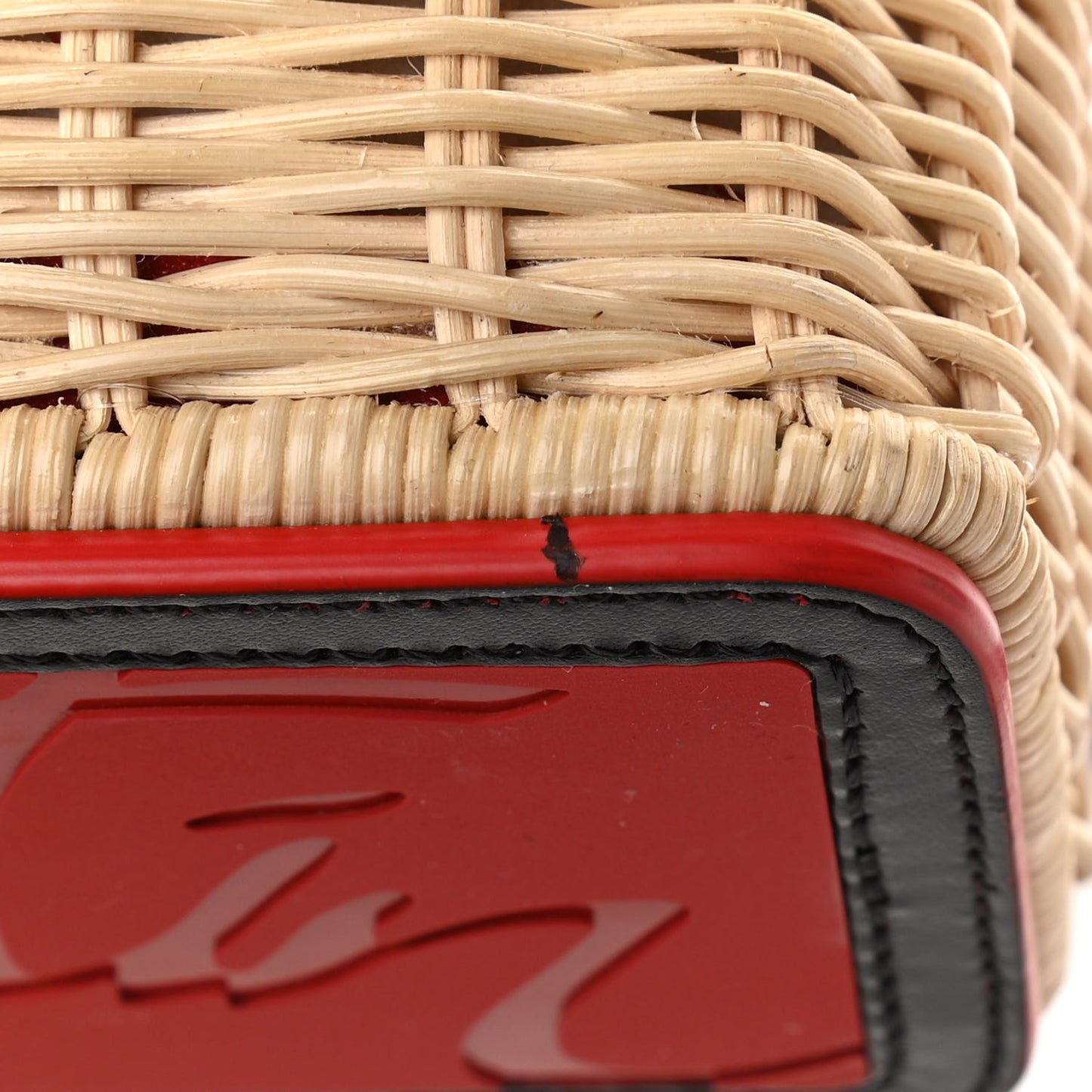 Raffia Calfskin Cabata Mini Spiked Tote Beige