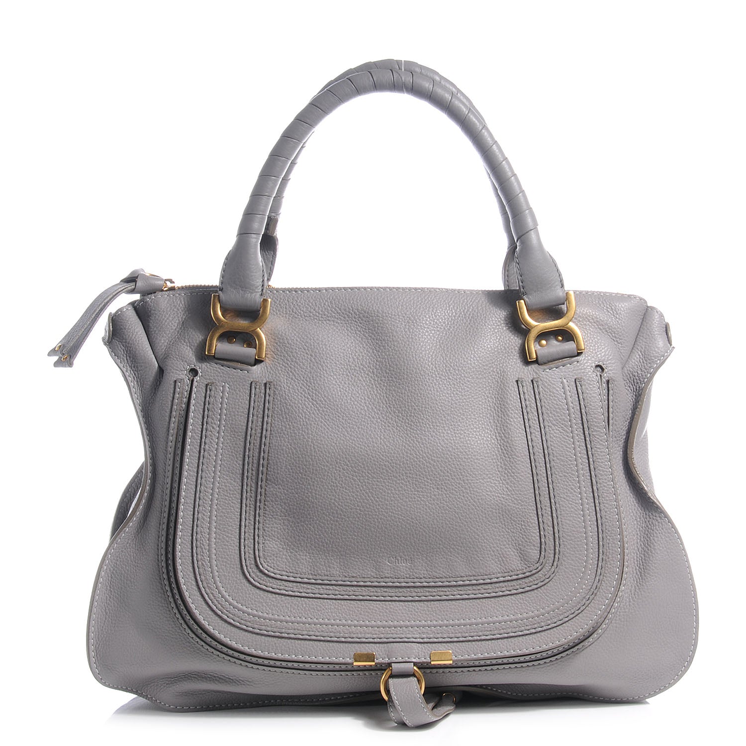 Chloe Calfskin Leather Large Marcie Satchel Cashmere Grey 1 of 9