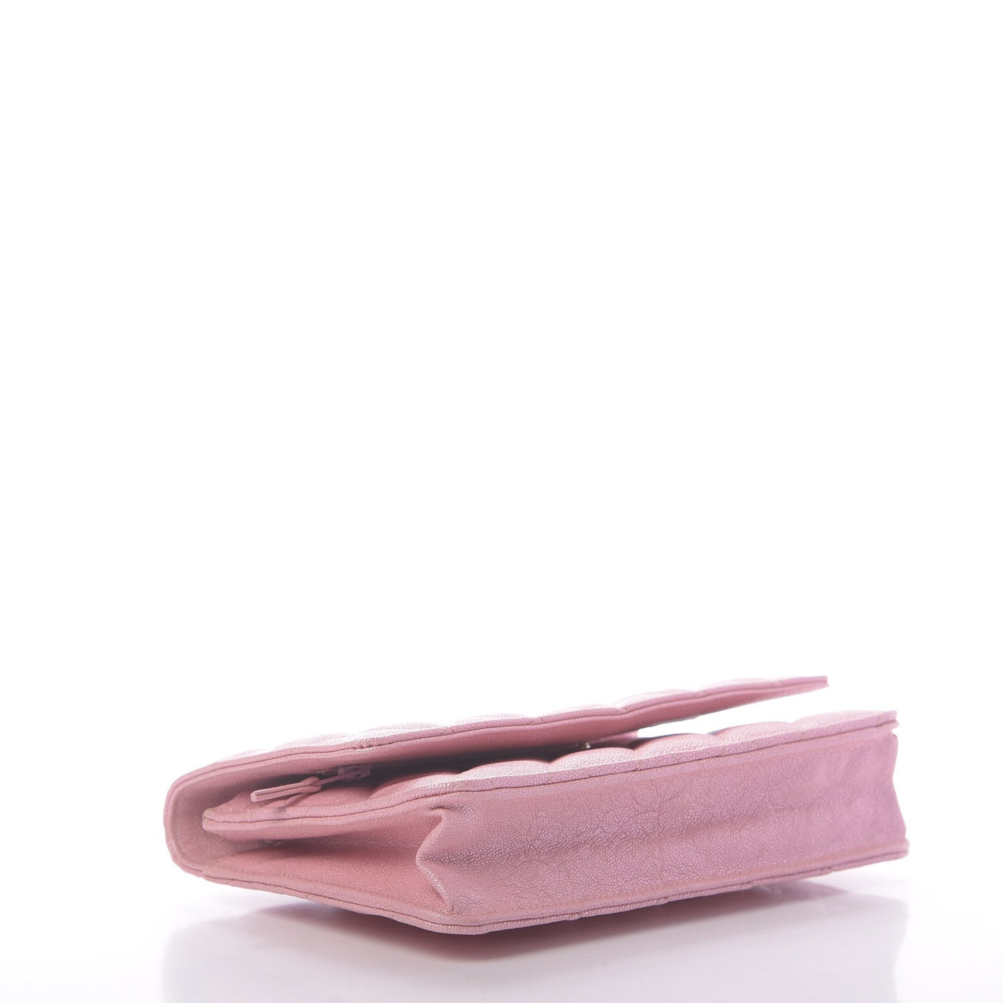 Iridescent Caviar Quilted Wallet on Chain WOC Rose Pink