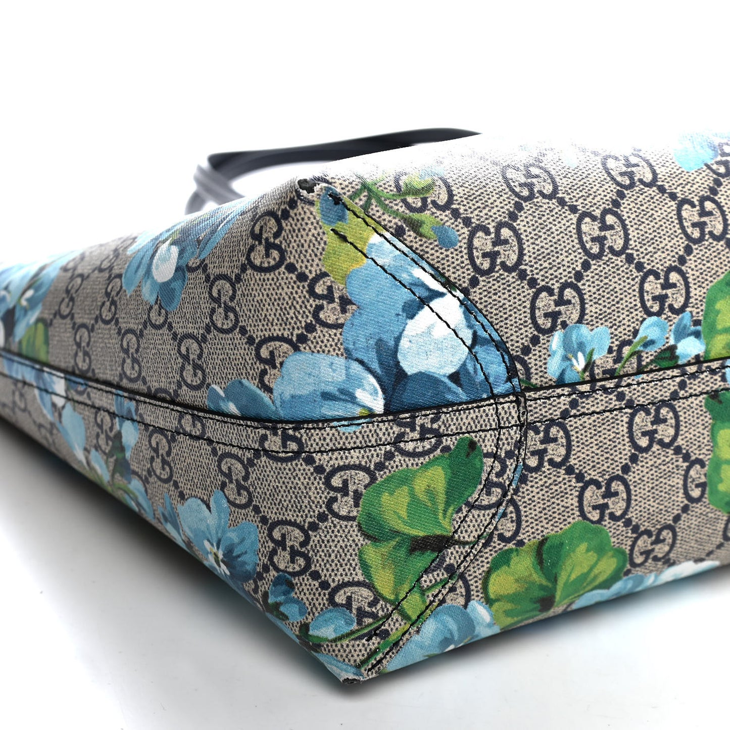 GG Supreme Monogram Blooms Medium Reversible Tote Beige Blue Navy