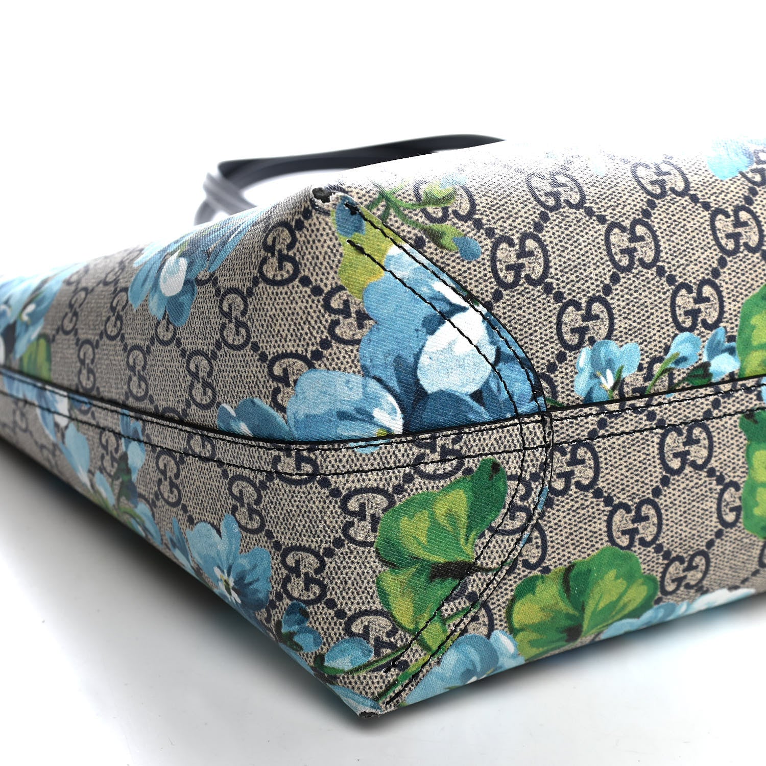 Gucci GG Supreme Monogram Blooms Medium Reversible Tote Beige Blue Navy 10 of 16