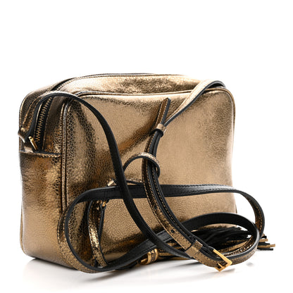 Saint Laurent Calfskin Lame Monogram Small Lou Camera Bag Gold Olive 3 of 9