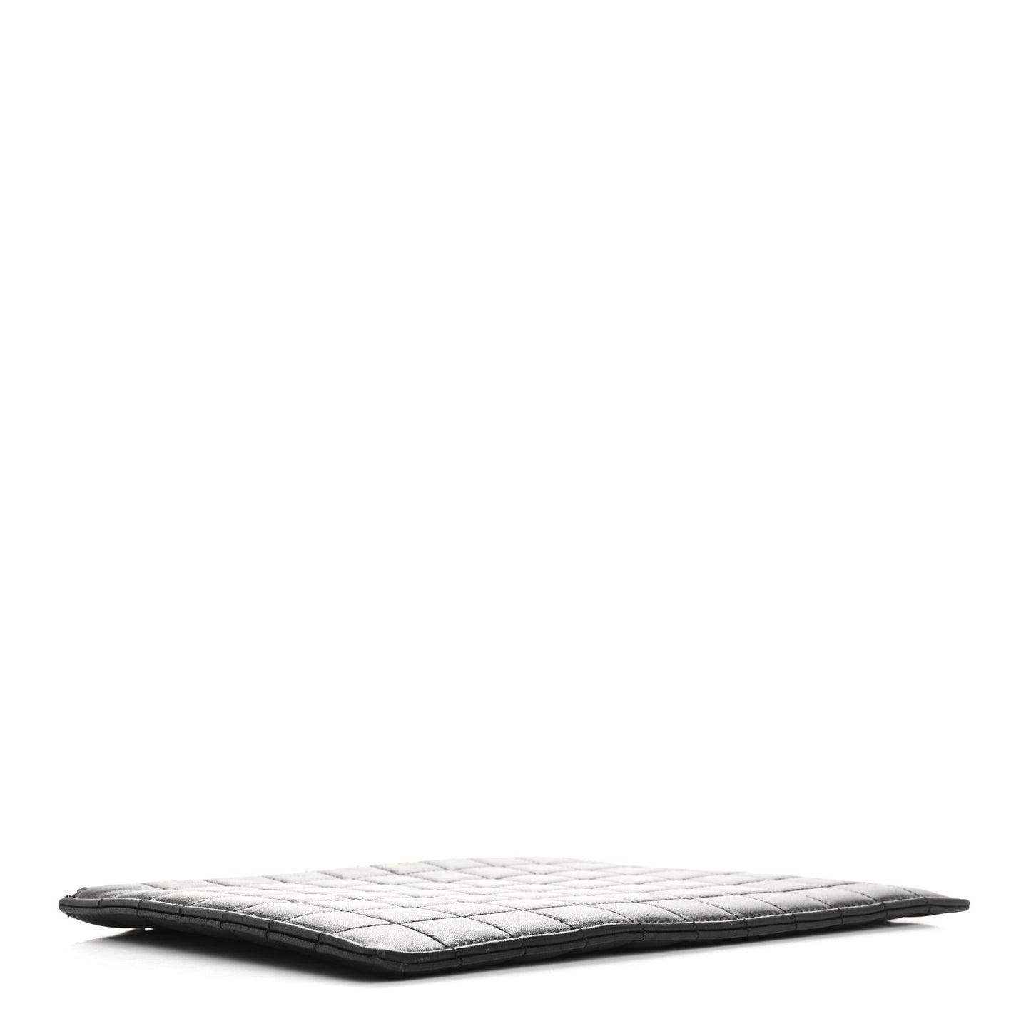 Calfskin Quilted Zipped Pouch Black