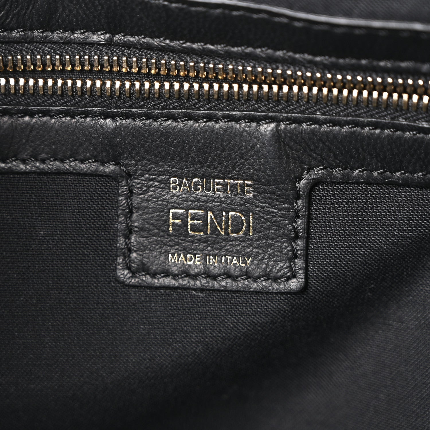 Fendi Nappa FF 1974 Embossed Large Baguette Black 6 of 10