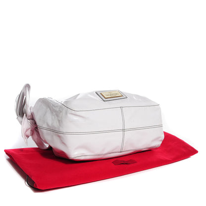 Valentino Garavani Patent Lacca Medium Nuage Bow Hobo White 4 of 7