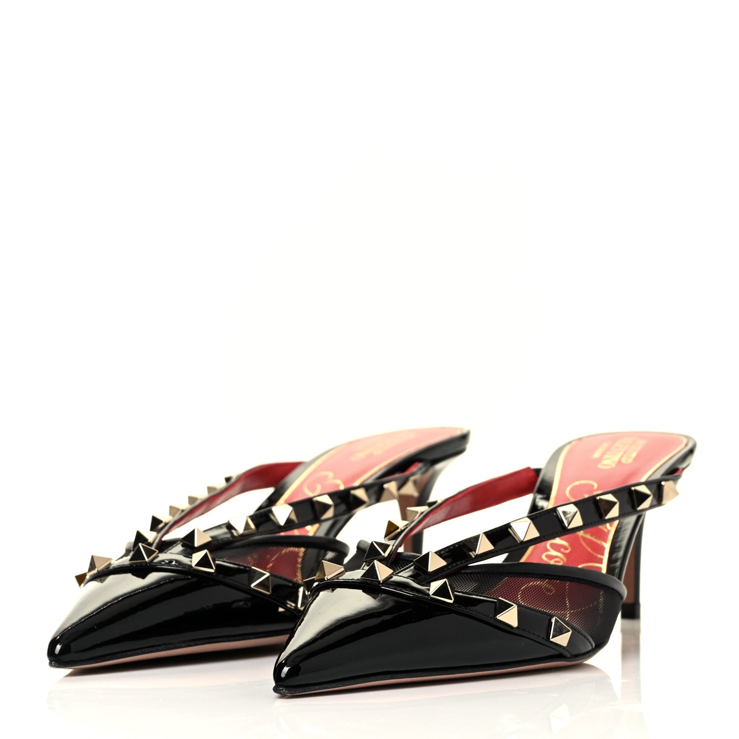 Patent Mesh Rockstud Alcove 60mm Mules 38 Black
