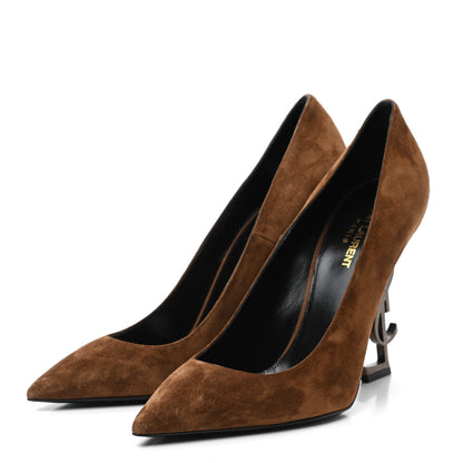 Saint Laurent Suede Calfskin Opyum 110 Pumps 40.5 Cachemere Gold 3 of 8