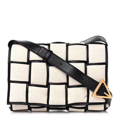 Bottega Veneta Canvas Intrecciato Padded Cassette Crossbody Bag Natural Black 1 of 7