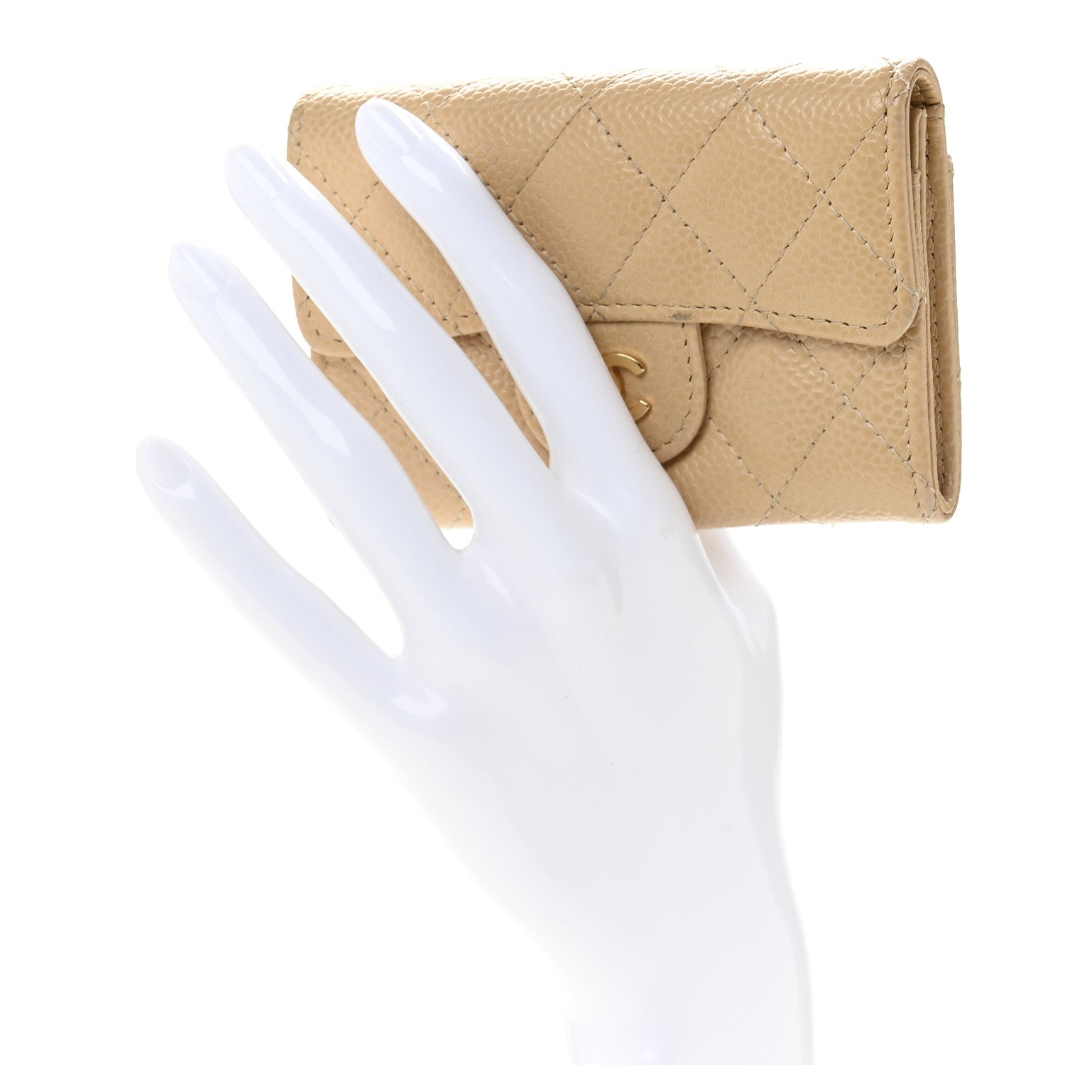 Chanel Caviar Quilted Flap Card Holder Wallet Beige 2 of 11