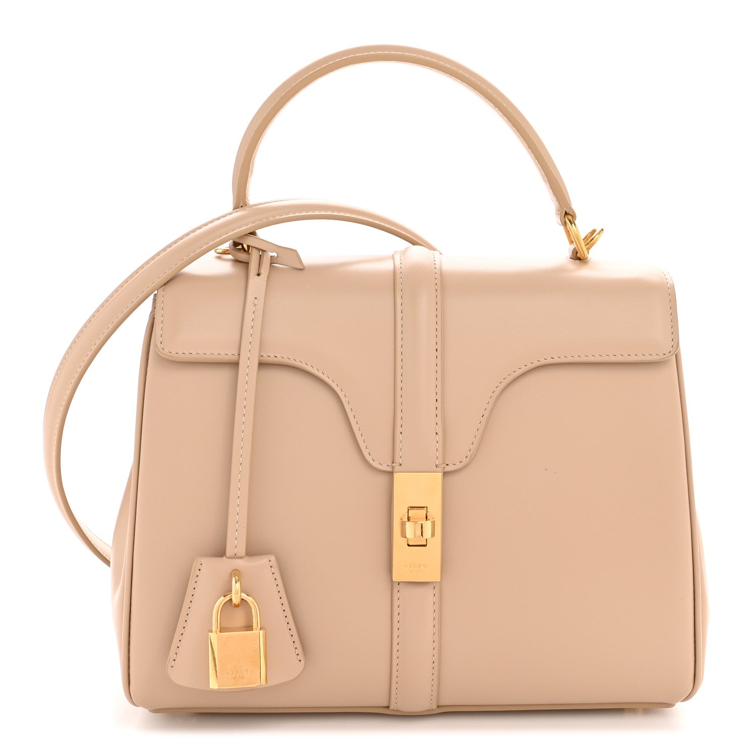 Celine Satinated Calfskin Small 16 Top Handle Bag Nude 1 of 16