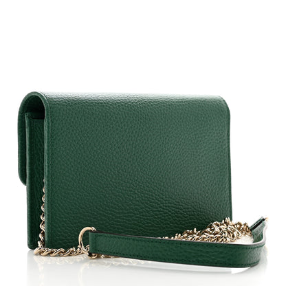 Gucci Dollar Calfskin Interlocking G Chain Wallet Emerald 3 of 9