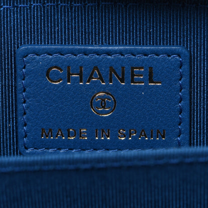 Chanel Lambskin Quilted Zip Around Coin Purse Wallet Blue 6 of 9
