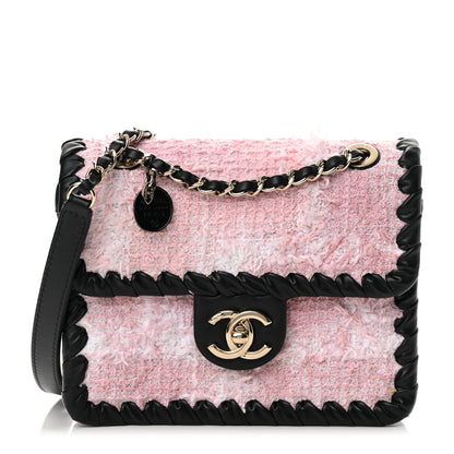 Chanel Tweed Braided Calfskin Mini My Own Frame Flap Pink Black 1 of 12