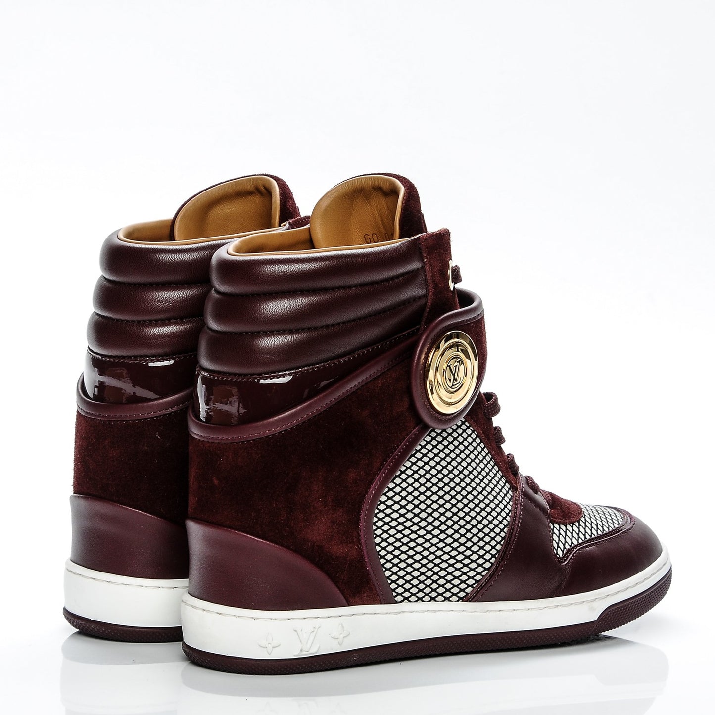 Calfskin Suede Postmark Wedge Sneakers 38 Bordeaux