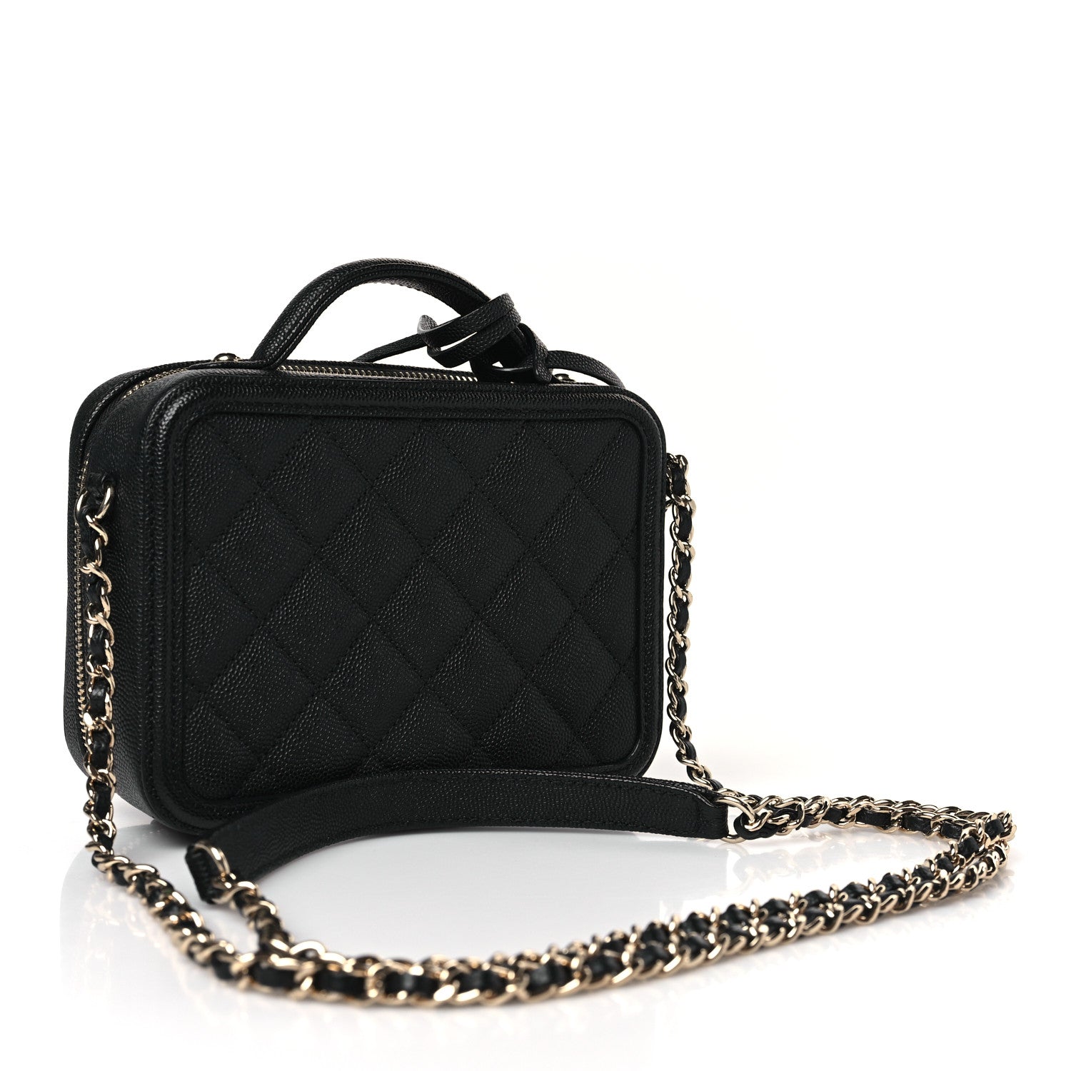 Chanel Caviar Quilted Small CC Filigree Vanity Case Black 3 of 9