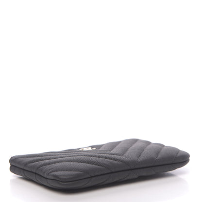 Chanel Caviar Chevron Quilted Small Cosmetic Case Black 4 of 8