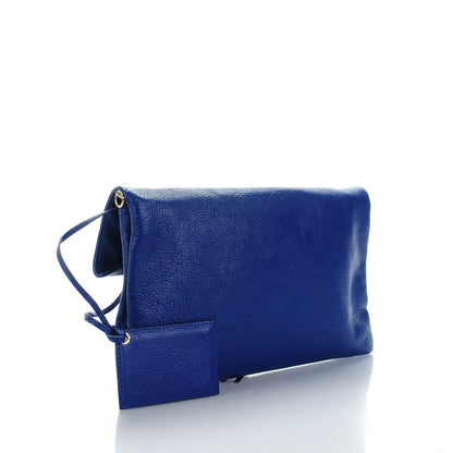 Balenciaga Chevre Gold Metallic Edge Hardware Envelope Clutch Bleu Roi 3 of 7