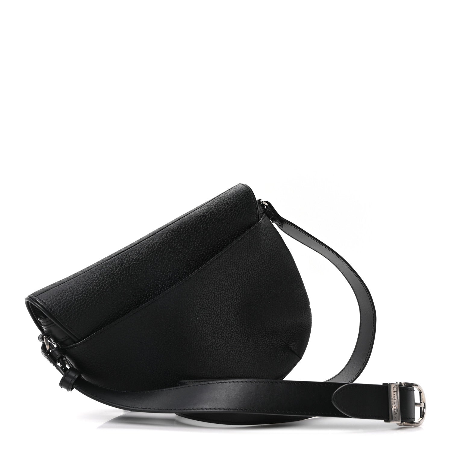 Christian Dior Grained Calfskin Mens Saddle Crossbody Bag Black 3 of 10