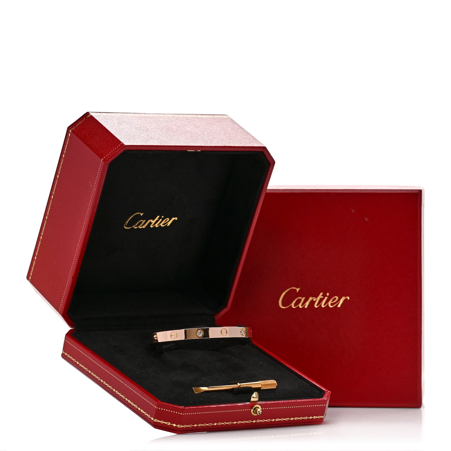 Cartier 18K Pink Gold 4 Diamond LOVE Bracelet 17 6 of 6