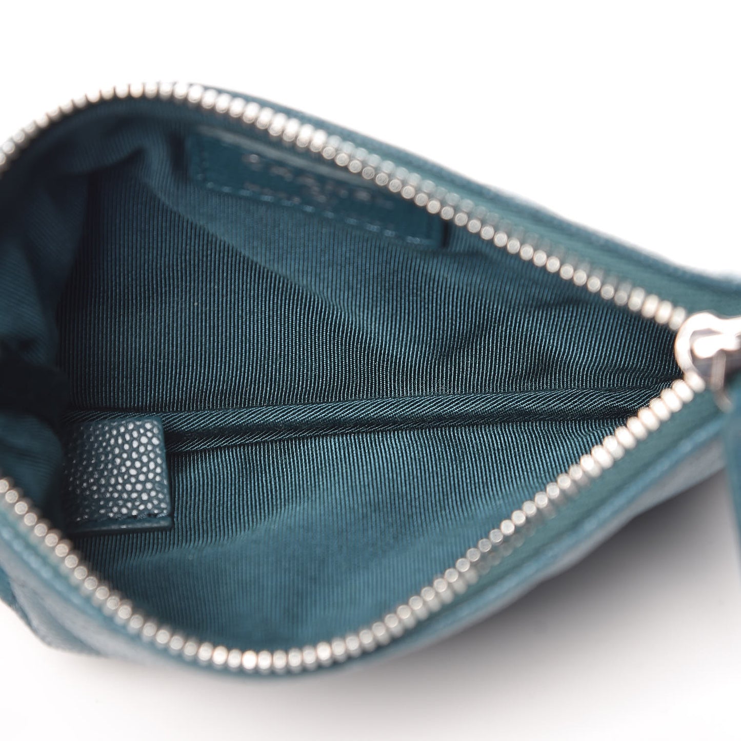 Caviar Quilted Small Cosmetic Case Dark Turquoise