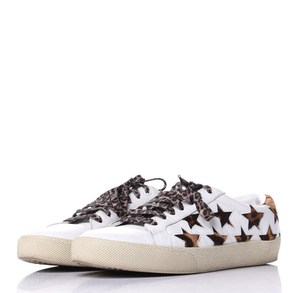 Saint Laurent Calfskin Pony Hair Star Court Sneakers 38 White 3 of 11