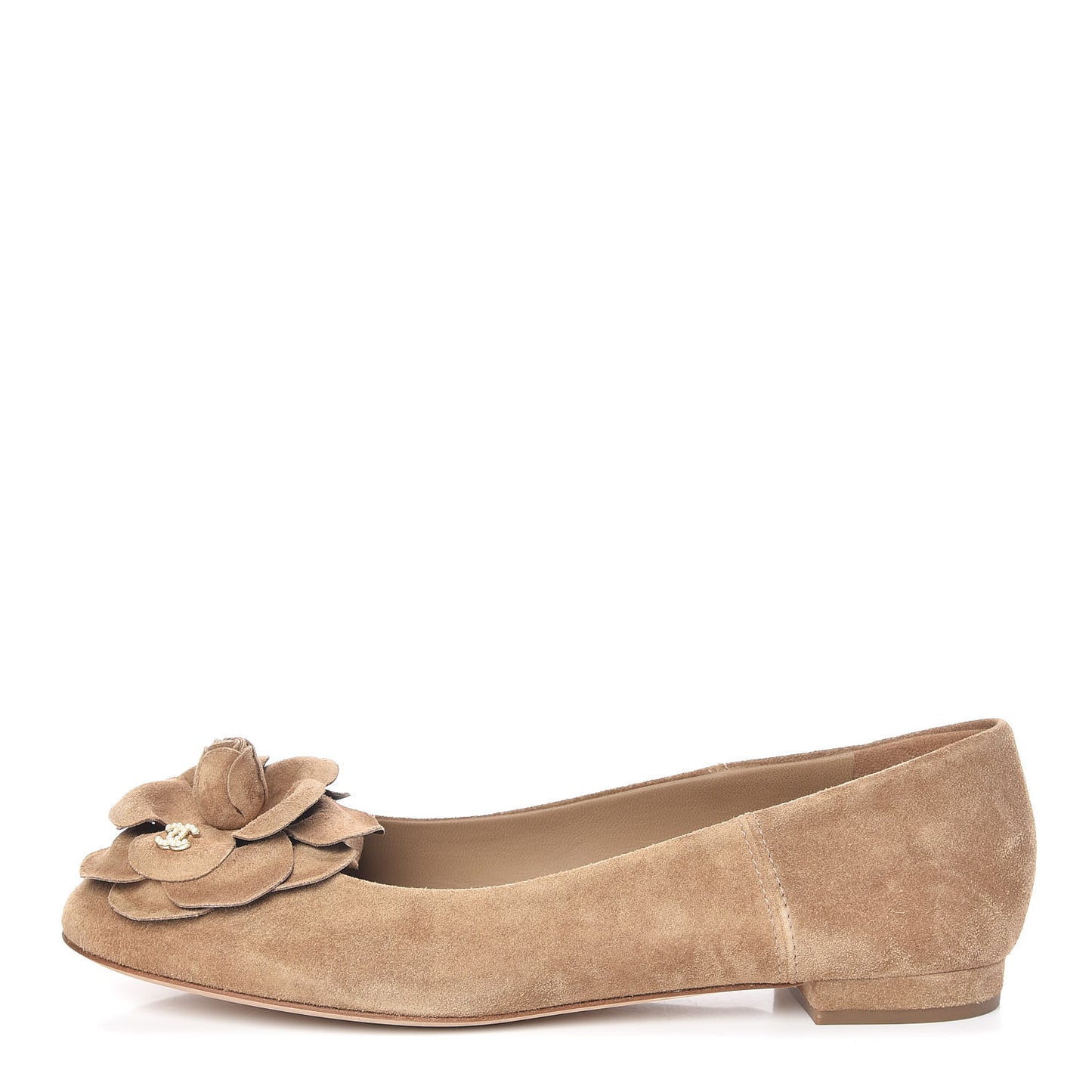 Suede Camellia CC Ballerina Flat 40.5 Beige