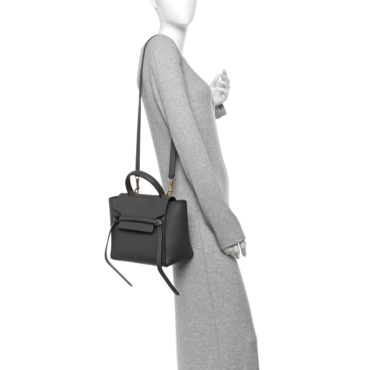 Celine Grained Calfskin Micro Belt Bag Grey 2 of 10