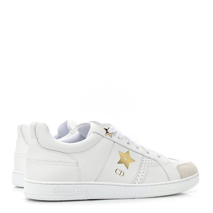 Christian Dior Calfskin Suede Dior Star Low Top Sneakers 37.5 White Black 4 of 8
