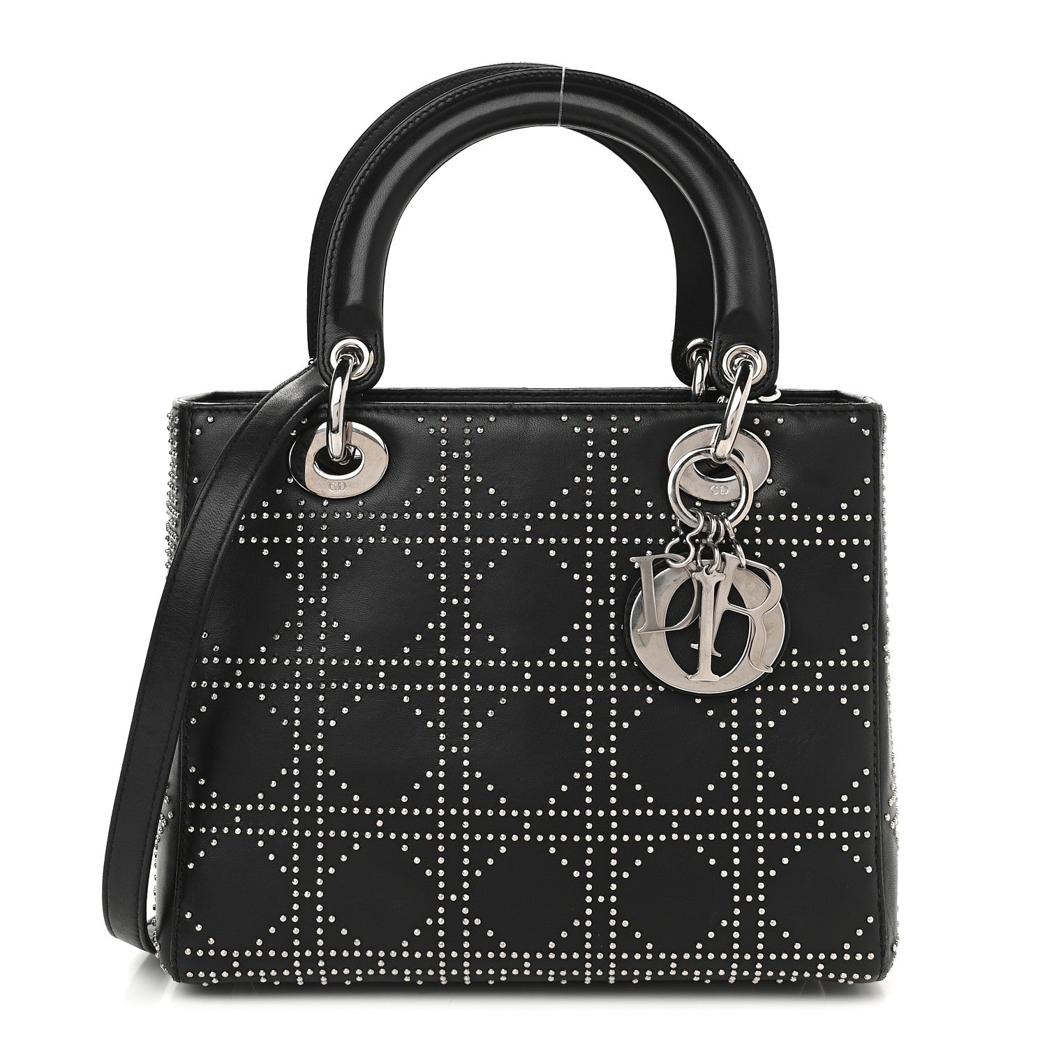 Christian Dior Lambskin Studded Cannage Medium Lady Dior Black 1 of 9