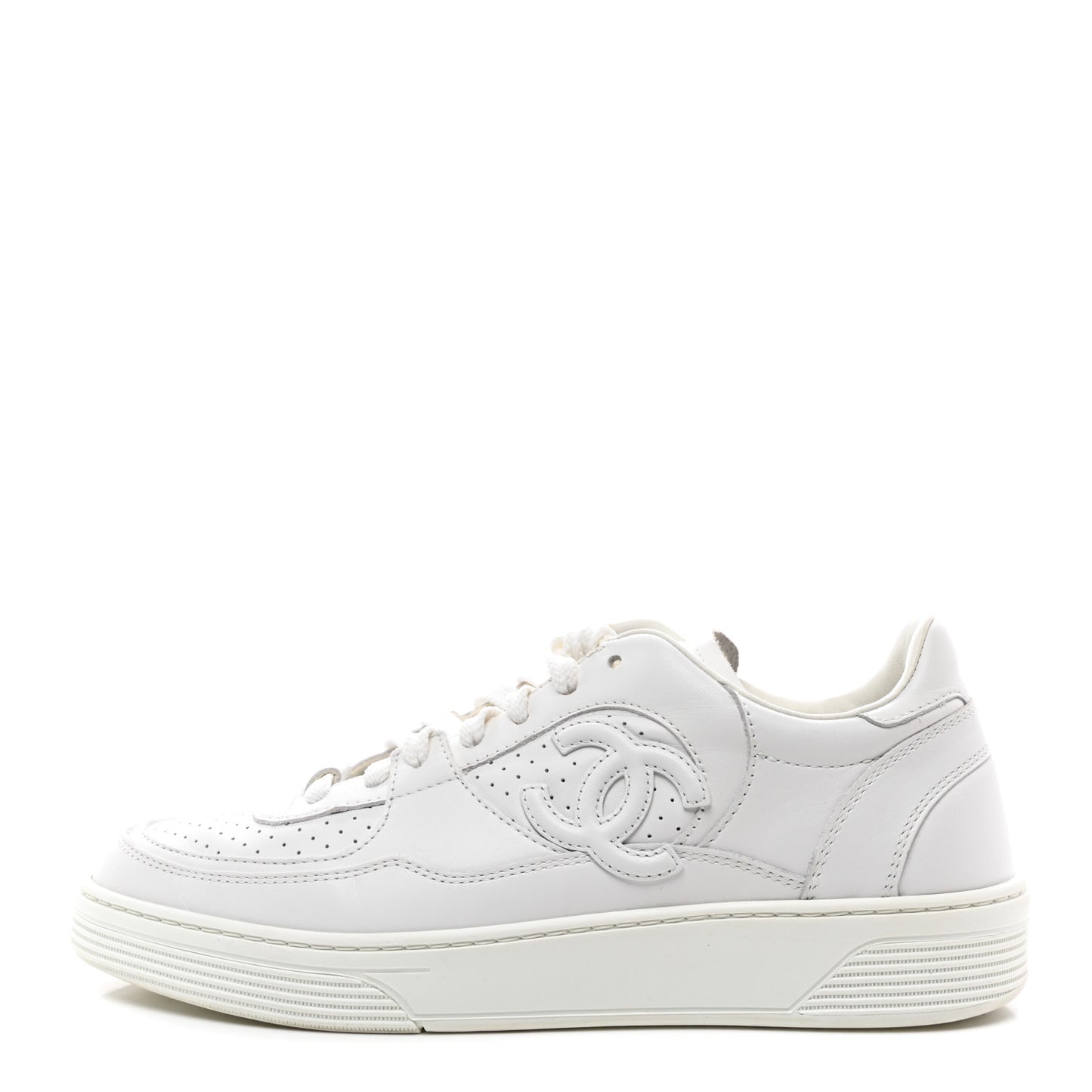 Calfskin CC Womens Sneakers 39 White